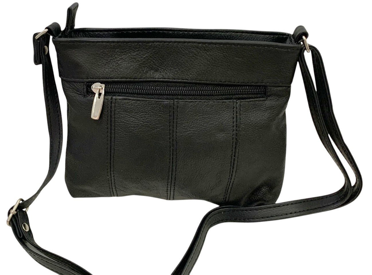 Black Cowhide Leather Small Handbag Crossbody Shoulder Bag  Purse for Women