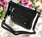 Black Cowhide Leather Small Handbag Crossbody Shoulder Bag  Purse for Women