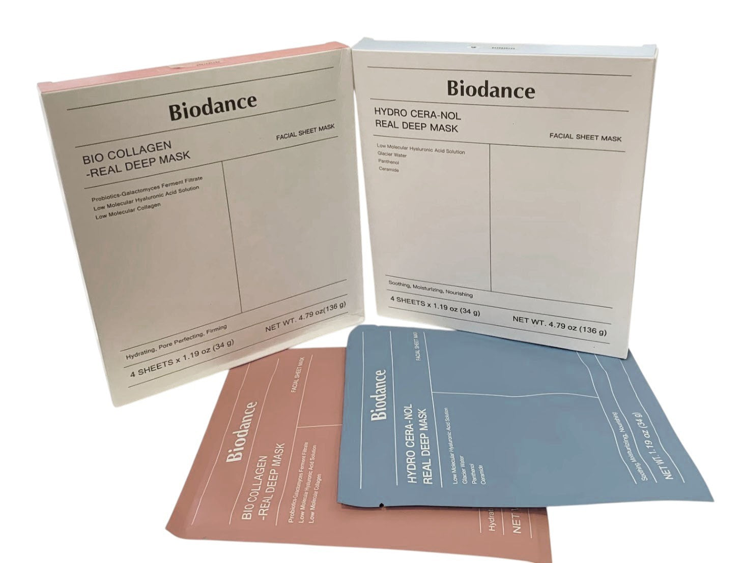 BIODANCE Bio-Collagen & Hydro Cera-Nol Real Deep Sheet Mask Set of 8(4 of Each)