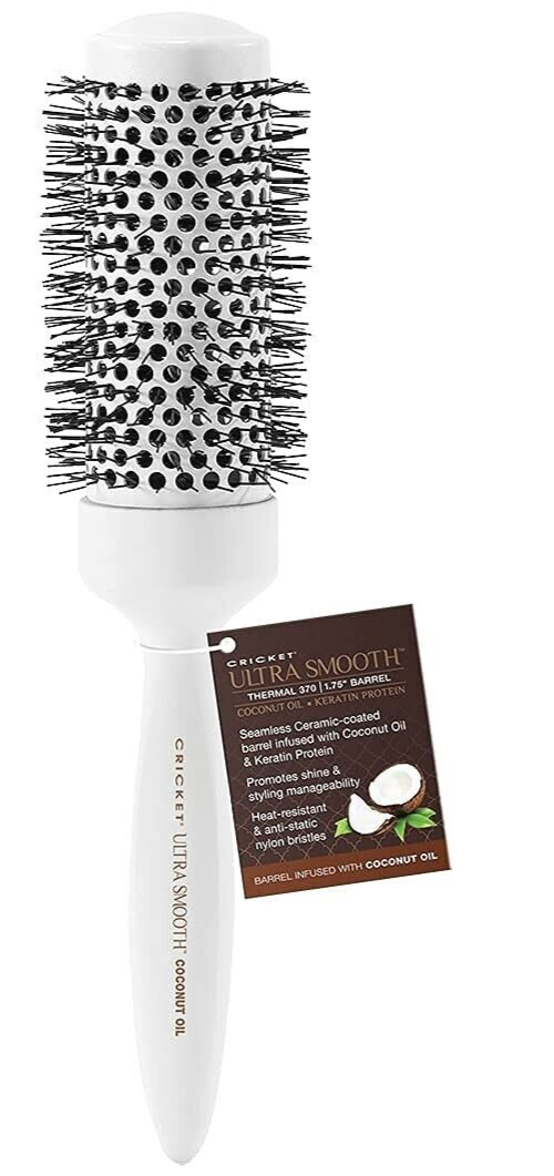 Cricket ULTRA SMOOTH Coconut 1.75” Thermal Ceramic Barrel Hair Brush Anti-Static