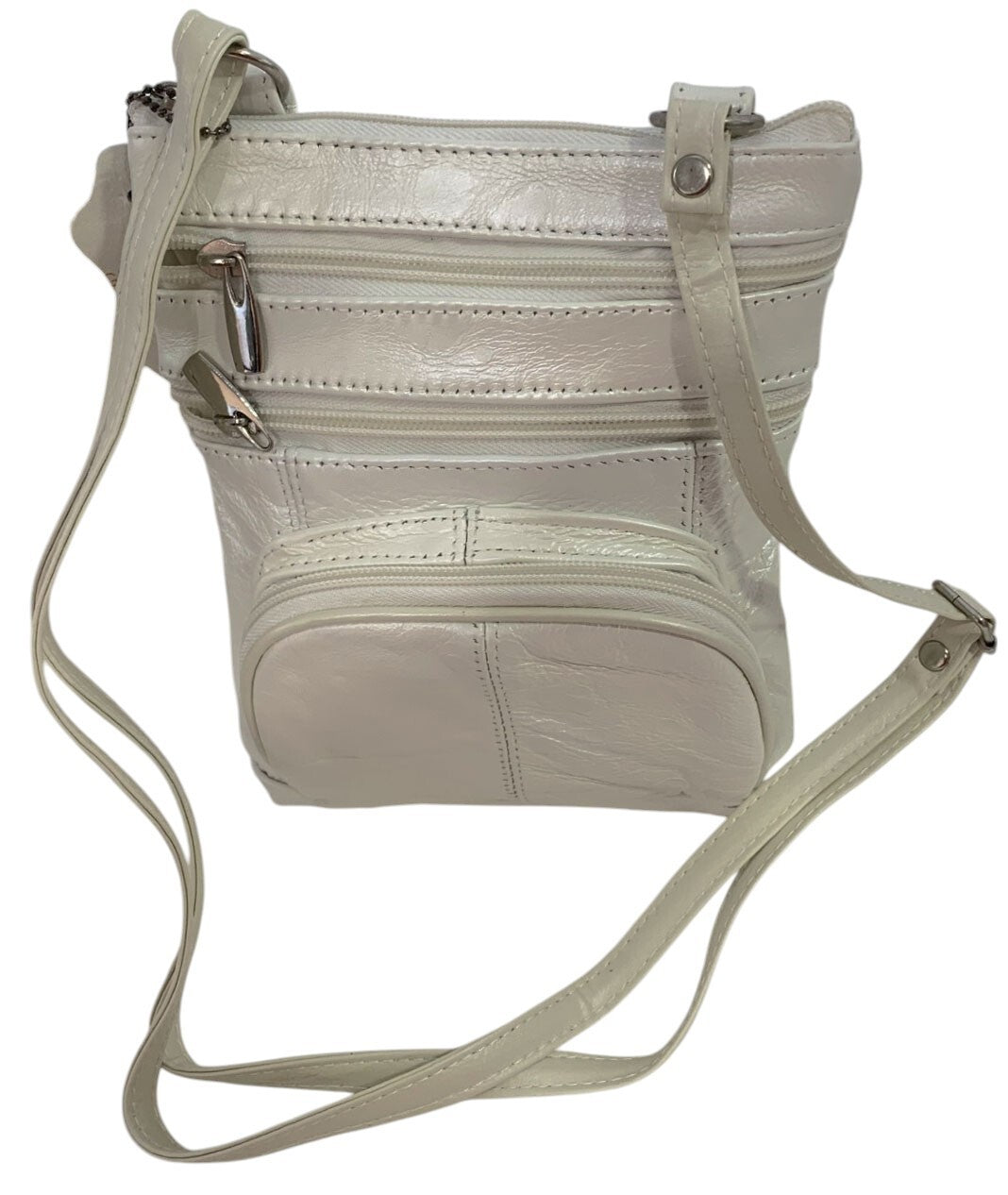 New WHITE Small Leathers Crossbody Messenger Purse Bag  Adjustable Strap