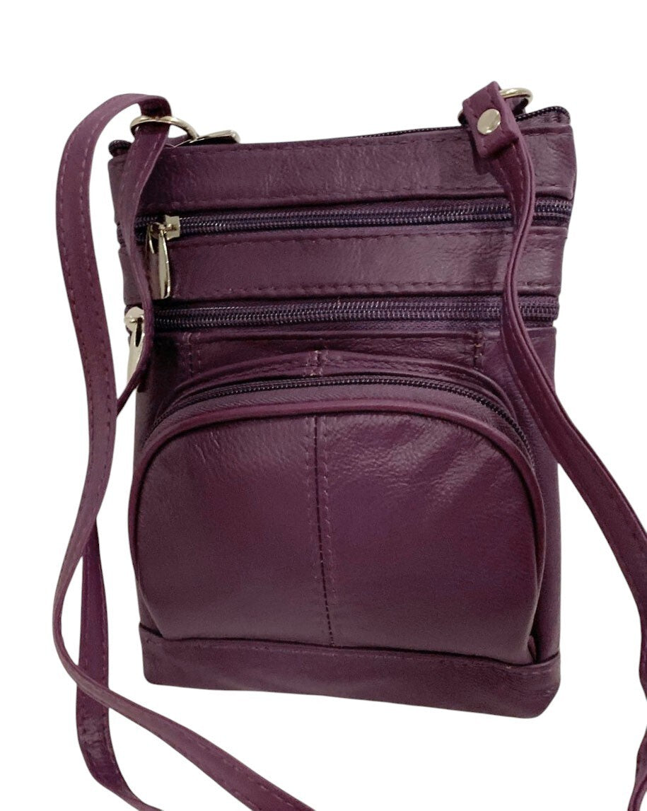 New PURPLE Small Leathers Crossbody Messenger Purse Bag  Adjustable Strap