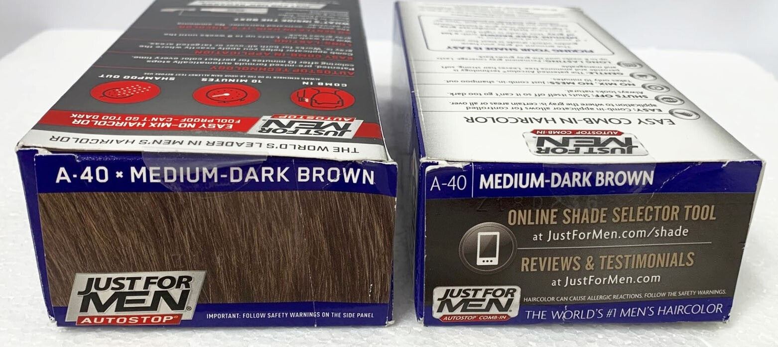 2-Just For Men Autostop Comb-In Easy No-Mix Haircolor A-40 Medium Dark Brown