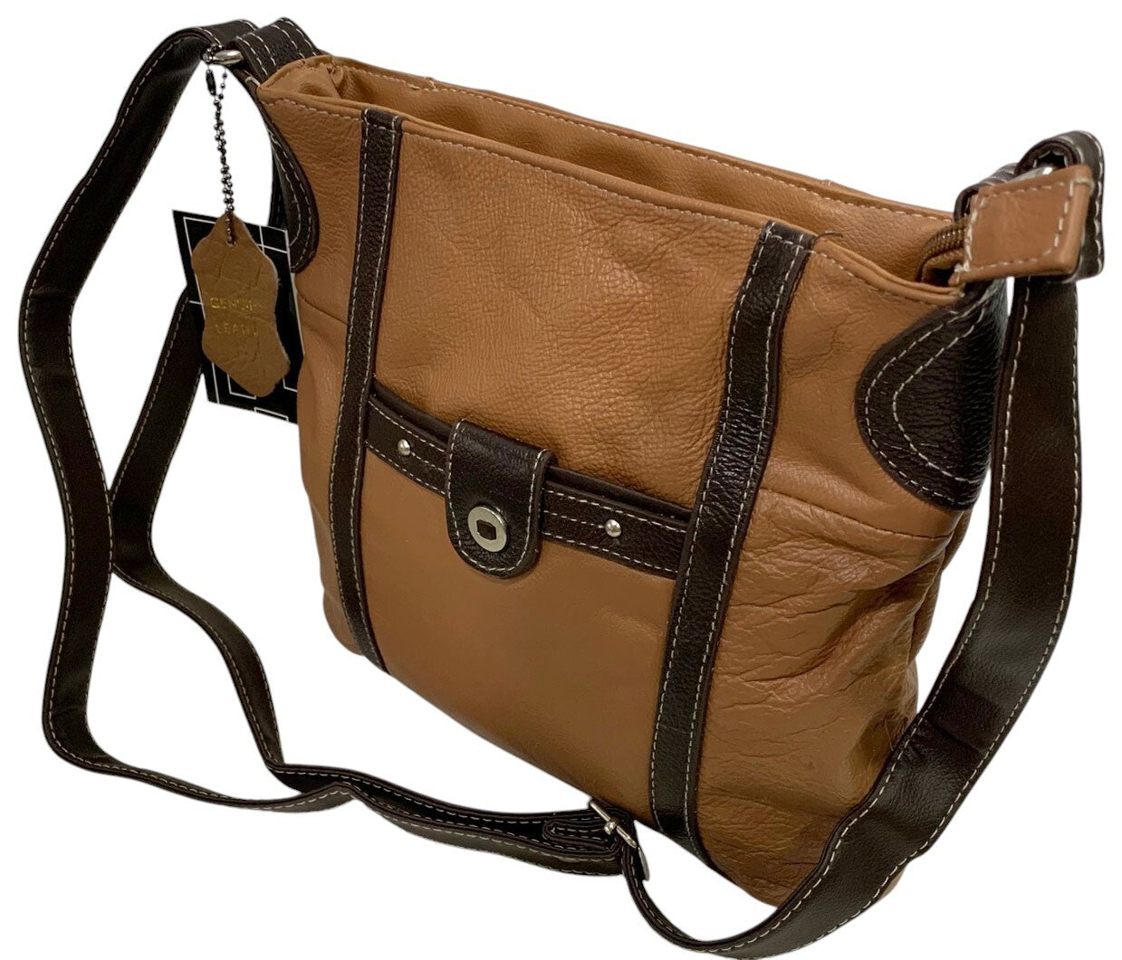 BROWN LT MEDIUM GENUINE LEATHER CROSS BODY SHOULDER MESSENGER BAG SATCHEL