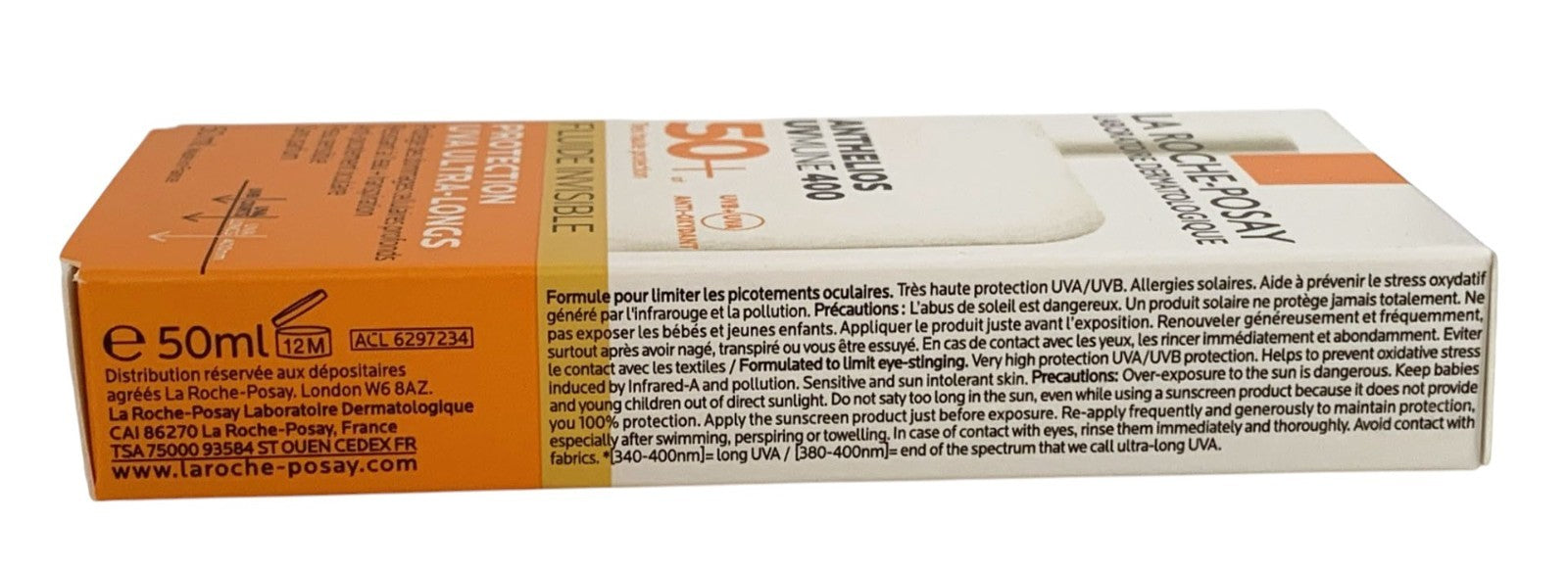 LA ROCHE- POSAY ANTHELIOS UVMUNE 400  SPF50 + INVISIBLE FLUID  50ml EXP 10/28