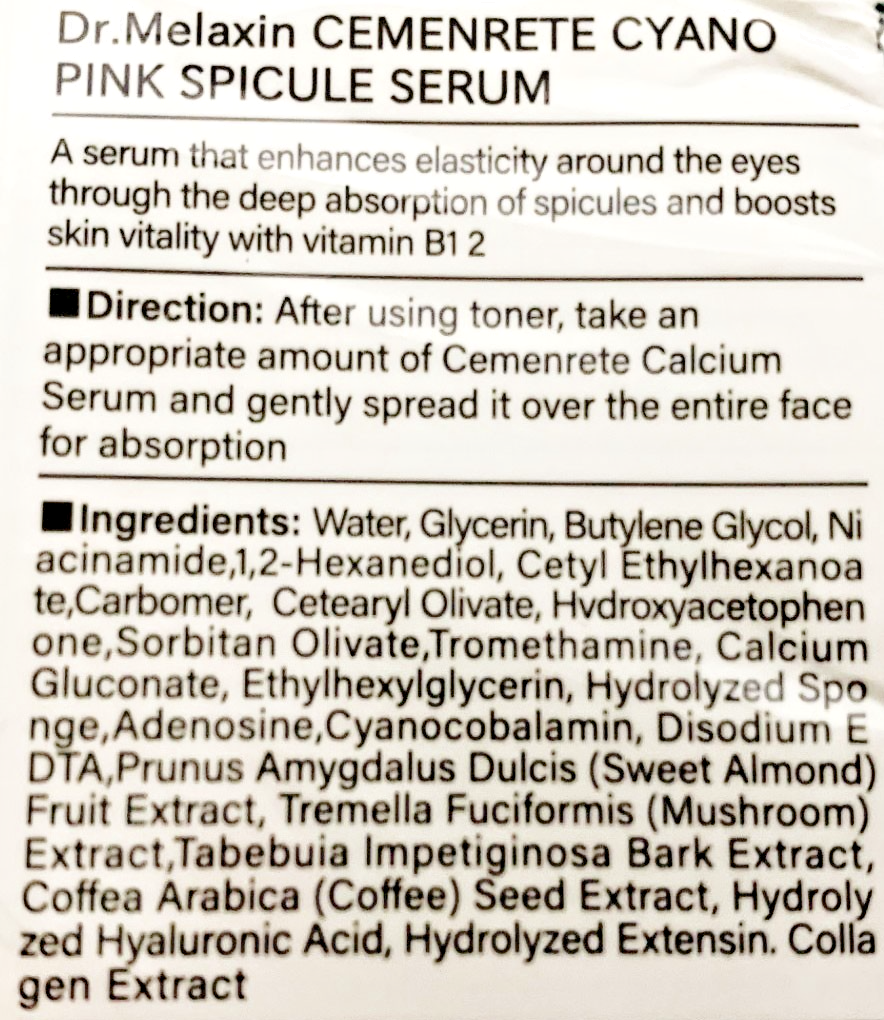 Dr.Melaxin Cemenrete Cyano Pink Spicule Serum 30ml /1.01oz Exp. Date 09/2028