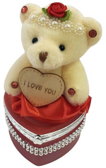 I Love You Bear With Heart Shaped Jewelry Gift Box Red