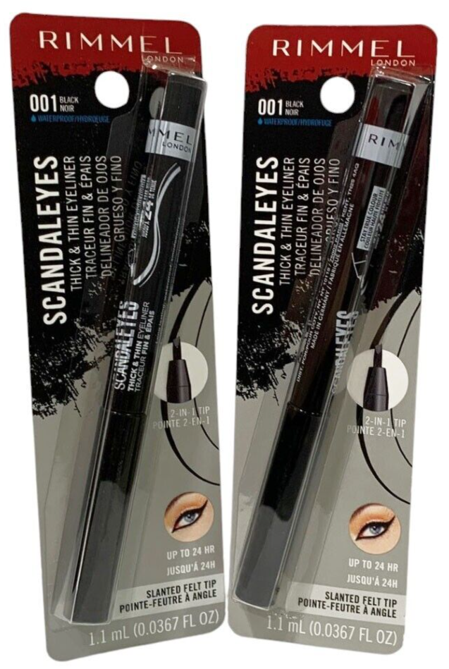 2-Rimmel Scandaleyes Thick and Thin Eyeliner 2 in 1 Tip 001 Black Waterproof
