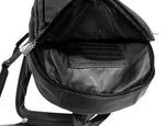 BLACK COWHIDE LEATHER UNISEX  BACKPACK SHOULDER BAG TRAVEL ORGANIZER
