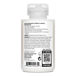 Back label of a white bottle with text and a QR code on a white background