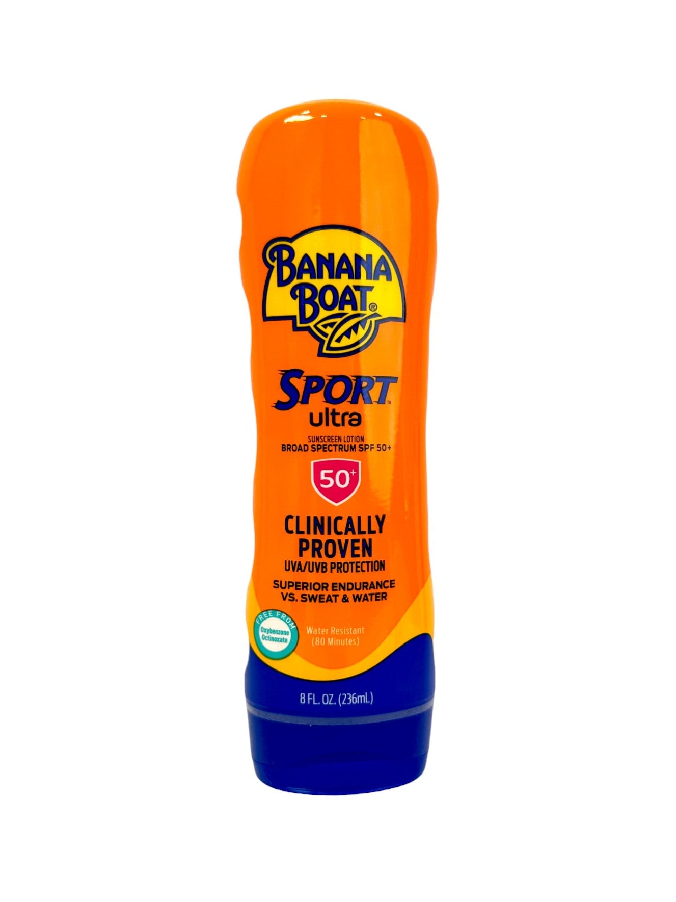 Banana Boat Sport Ultra sunscreen lotion bottle on a white background
