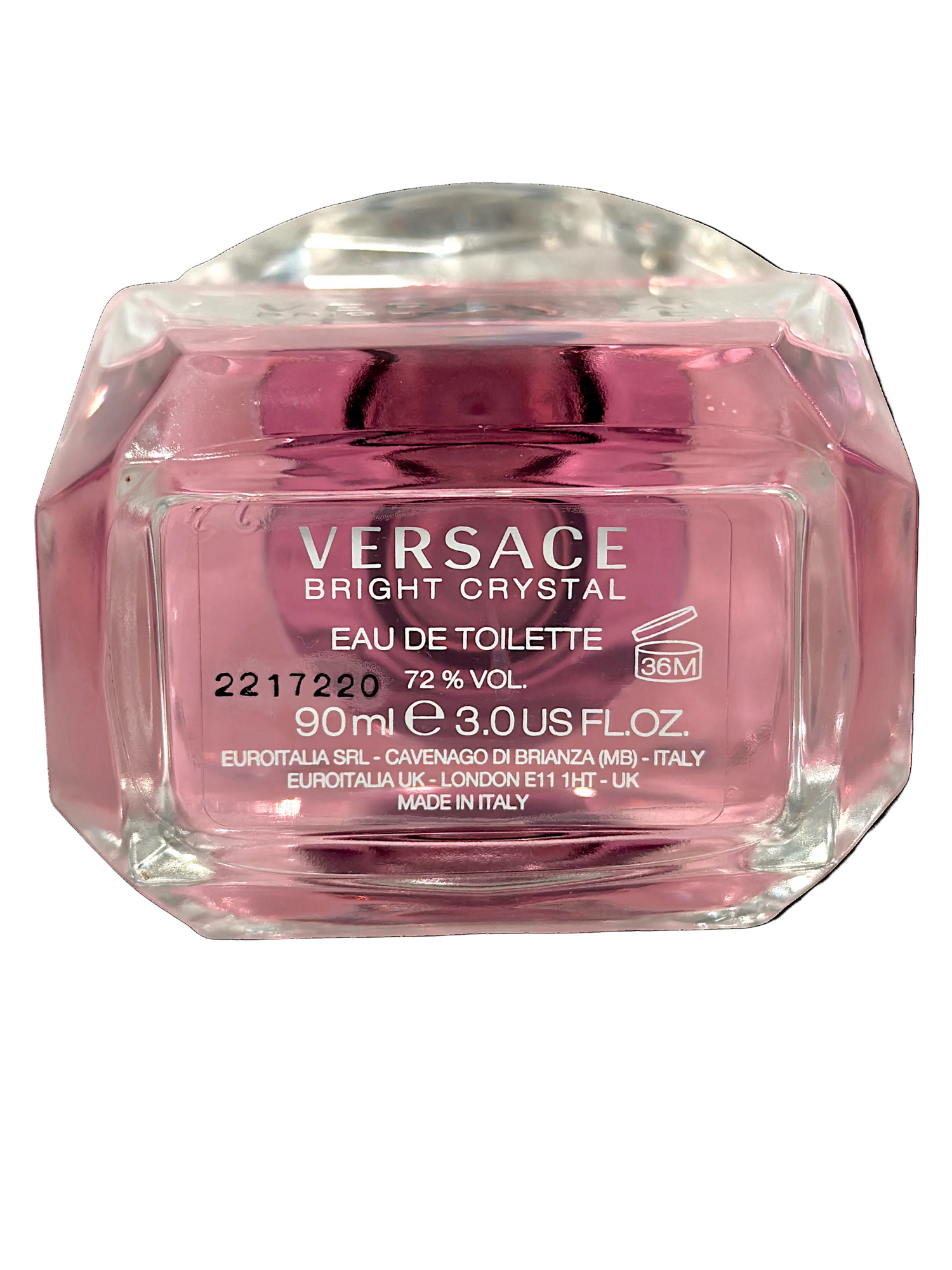 Versace Bright Crystal eau de toilette bottle on a white background