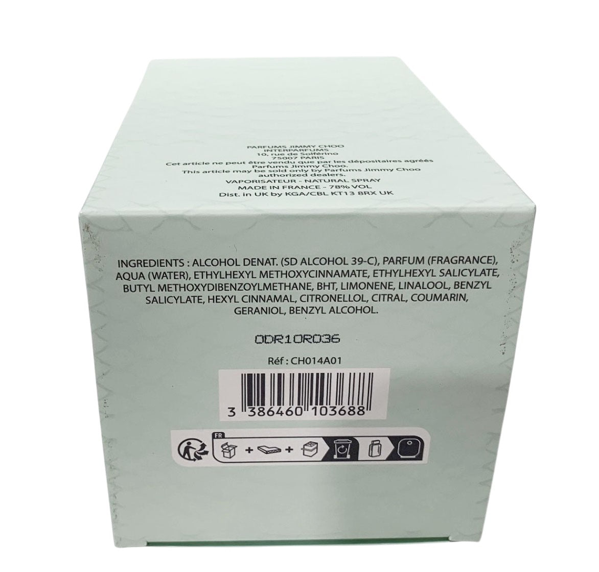 Back of a product box with ingredient list and barcode on a white background