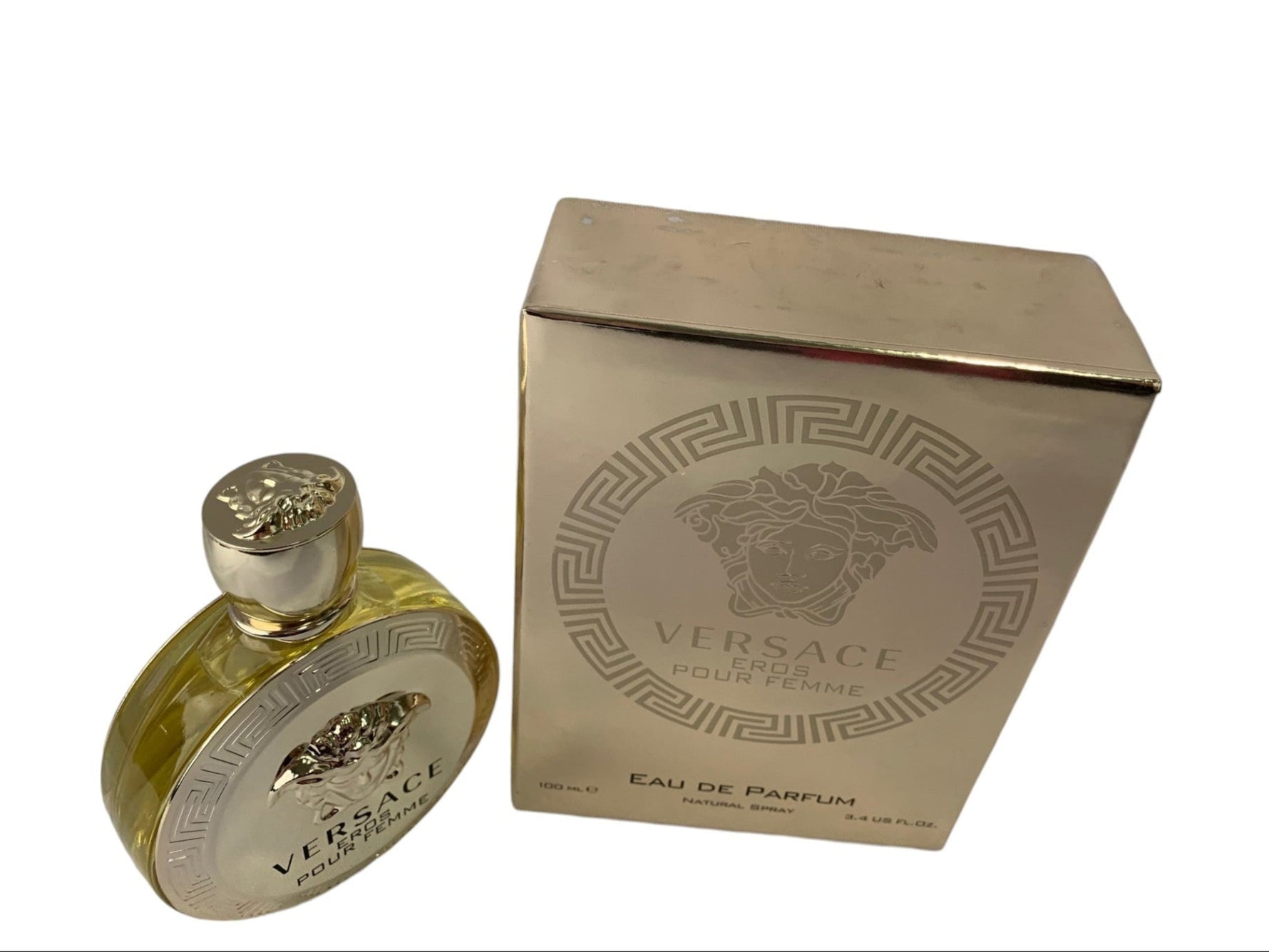Versace Eau de Parfum bottle and packaging on a white background