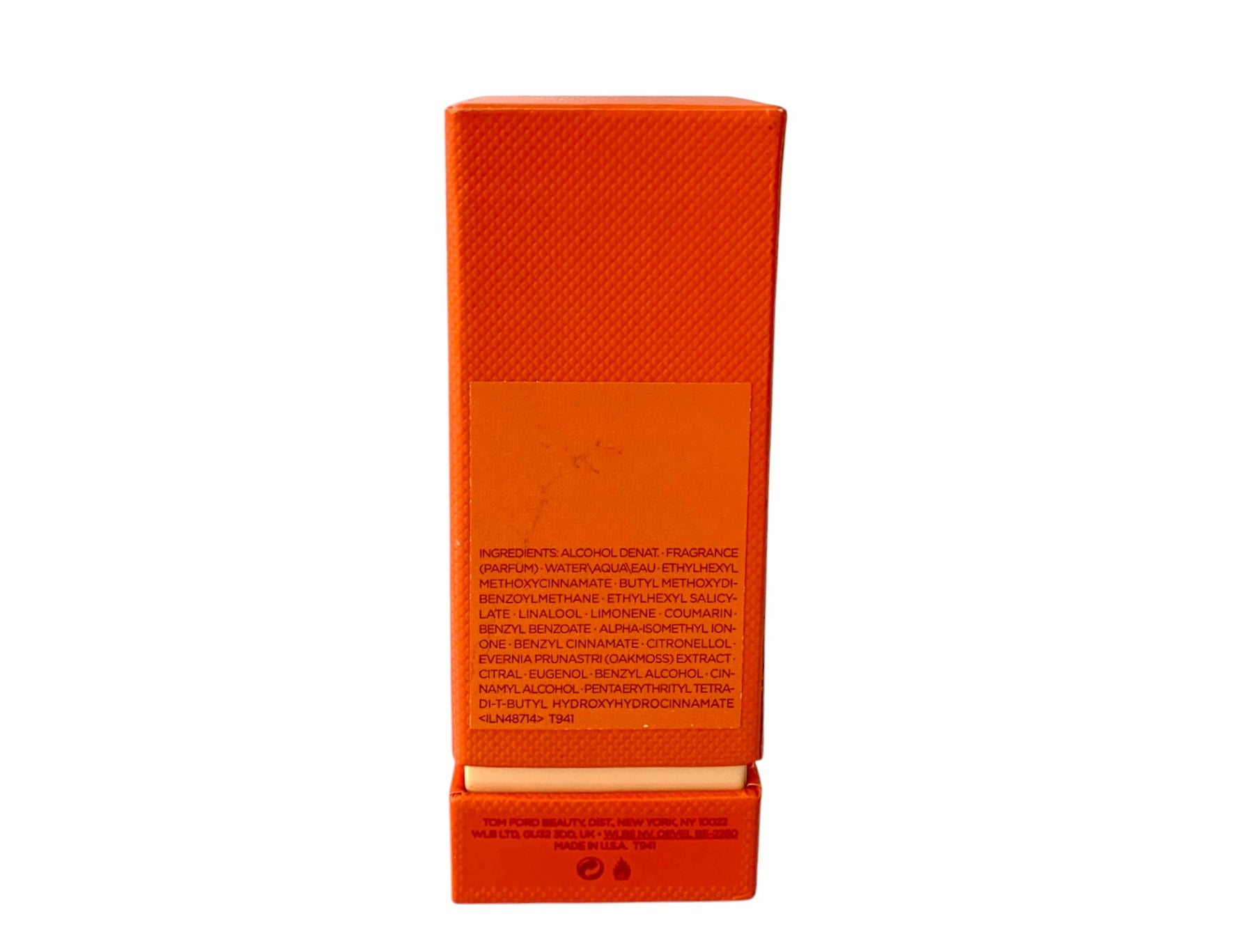 Orange rectangular box with text on a white background
