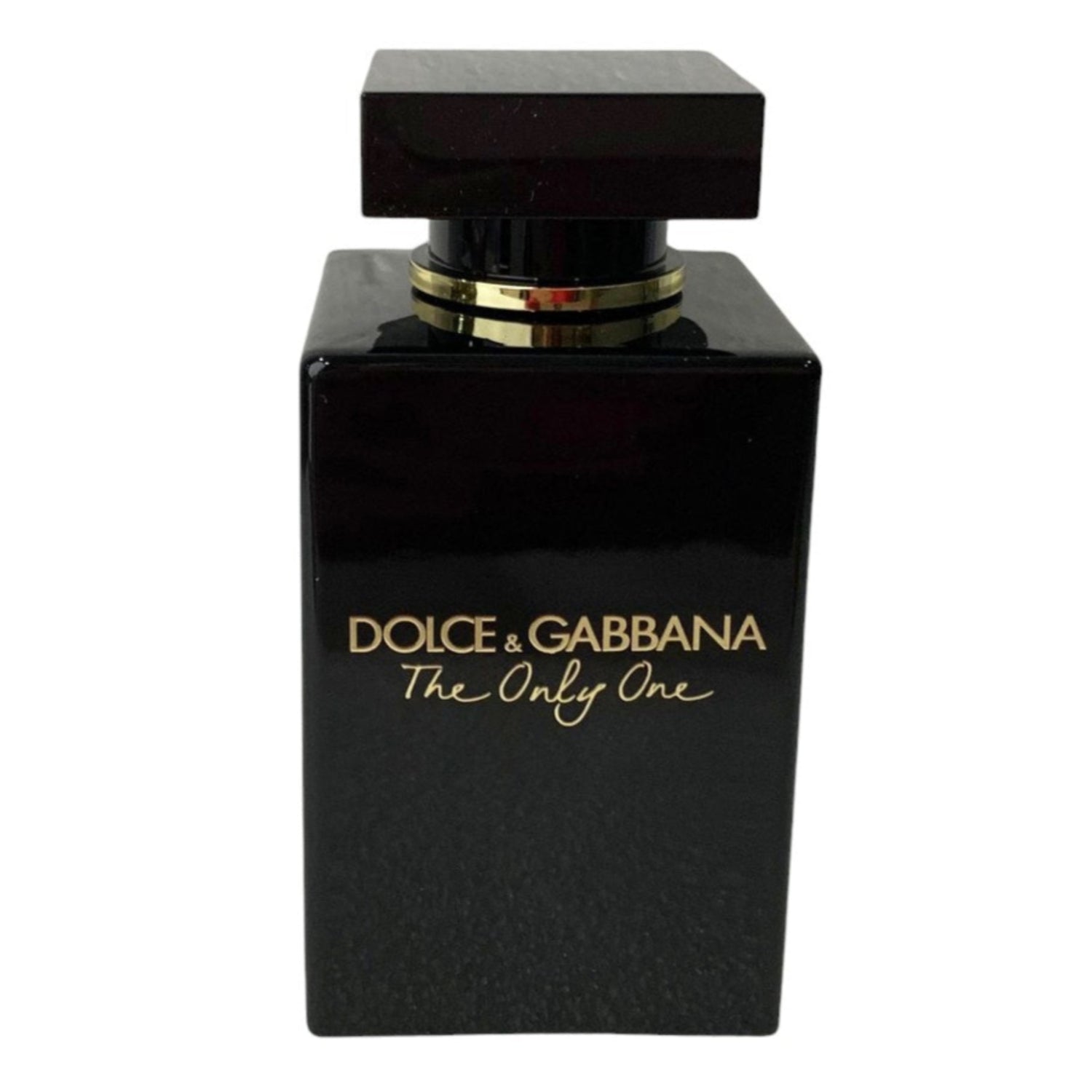 Black Dolce&Gabbana perfume bottle on a white background