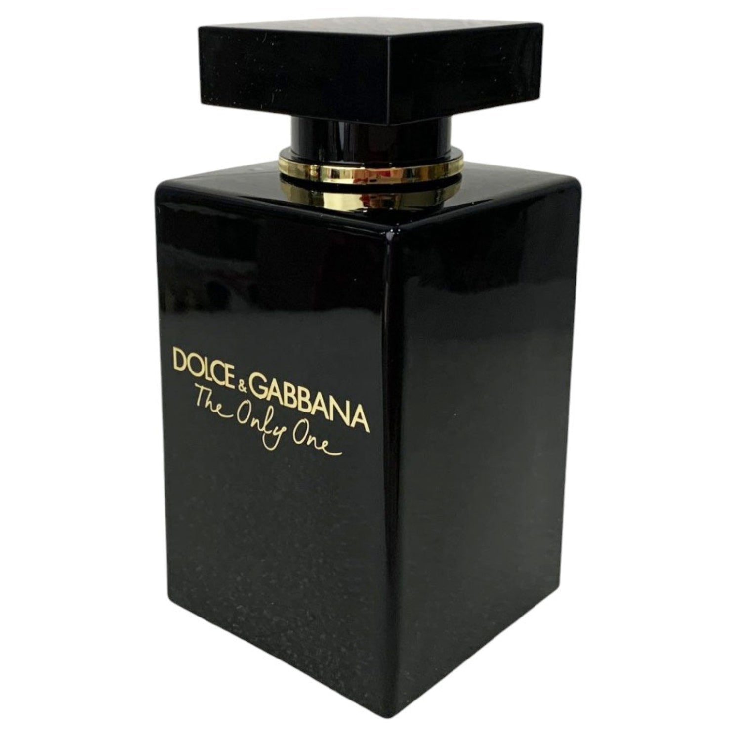 Black Dolce&Gabbana perfume bottle on a white background