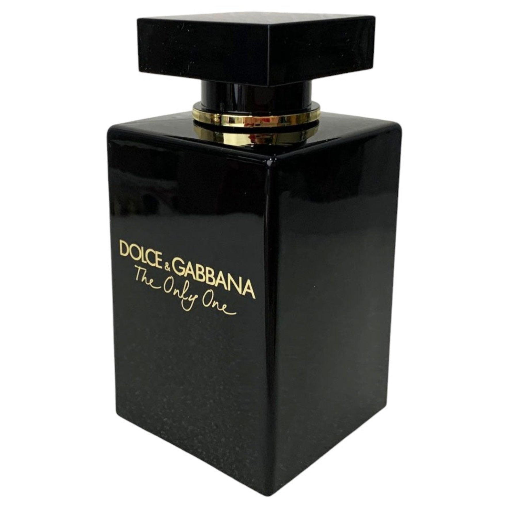 Black Dolce&Gabbana perfume bottle on a white background