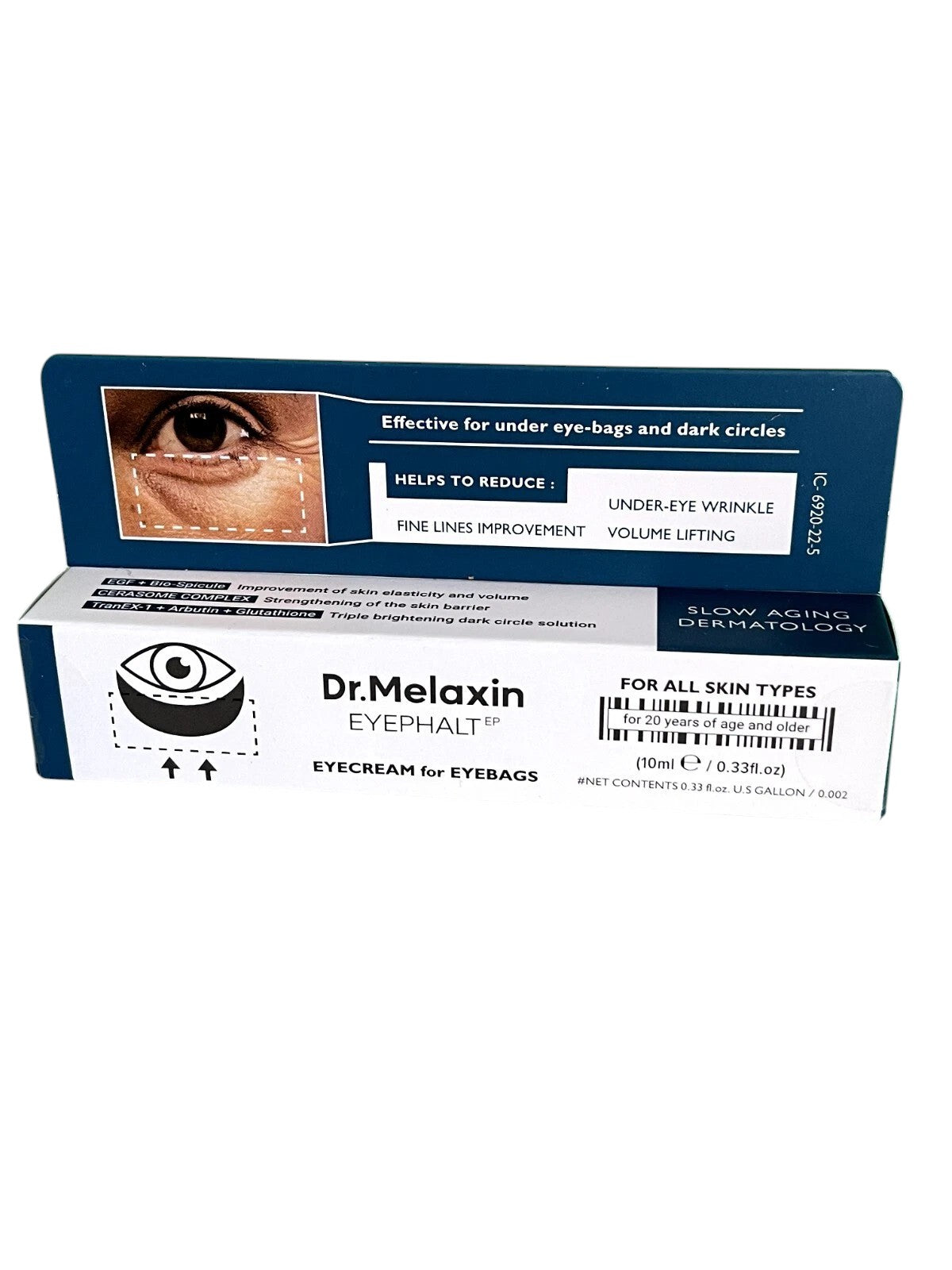 Dr. Melaxin Eyephalt eye cream packaging on a white background